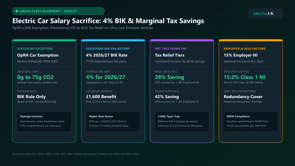 EV Salary Sacrifice UK 2026/27 | 4% BIK & Net Tax Savings