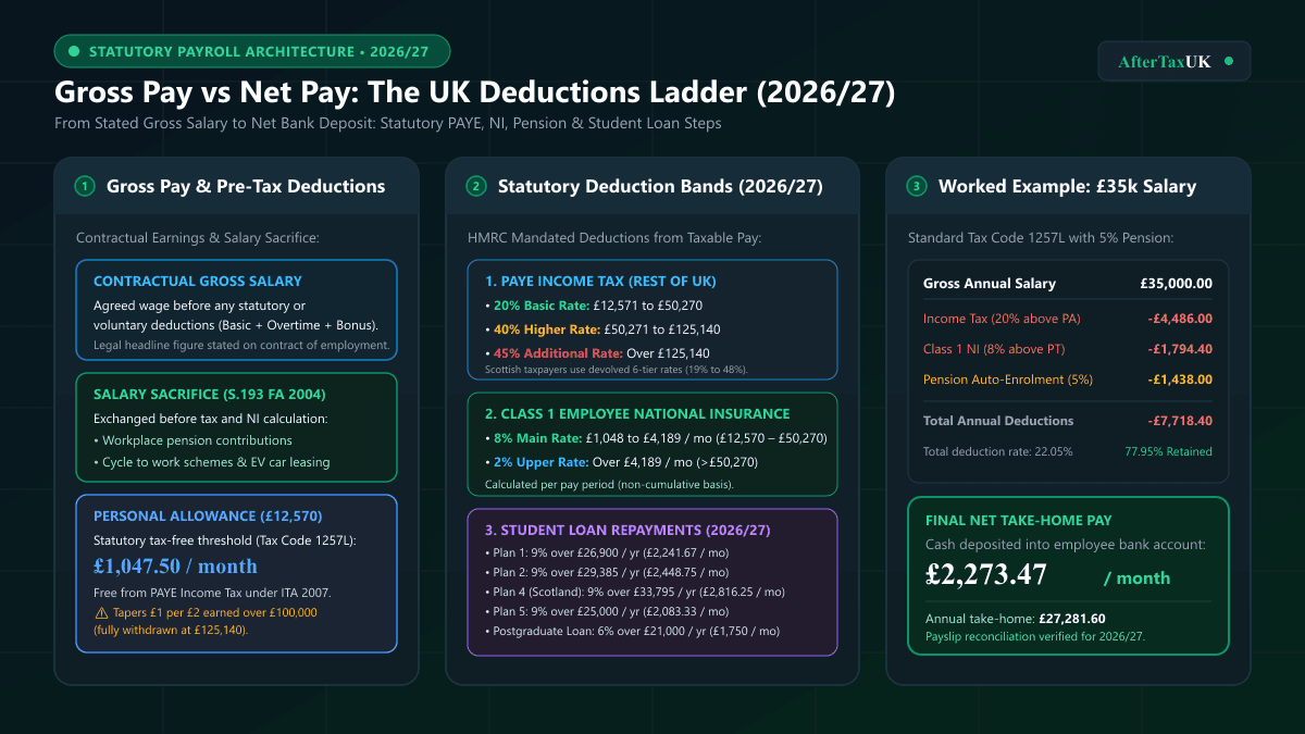 Gross Pay vs Net Pay UK | Deductions & Payslip Guide