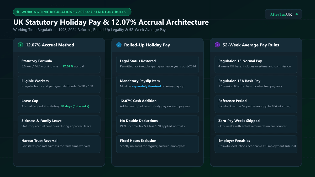 Statutory Holiday Pay UK 2026/27: 12.07% Accrual and Rolled-Up Holiday Pay Rules