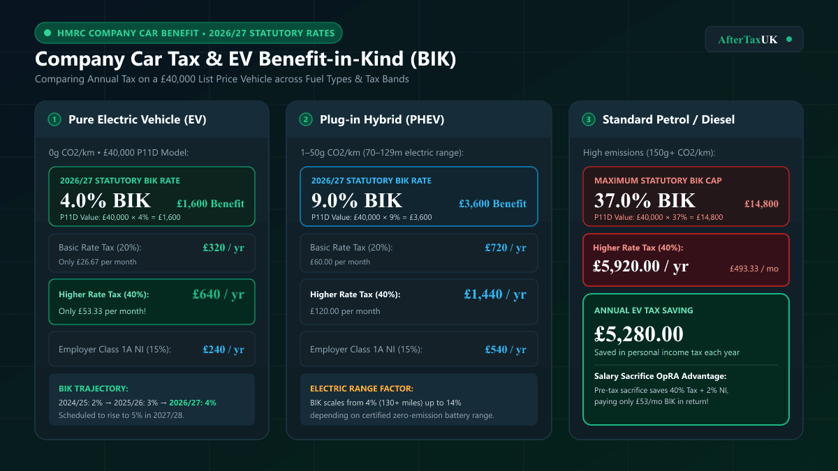 Company Car Tax UK 2026/27 | BIK Rates & EV Sacrifice
