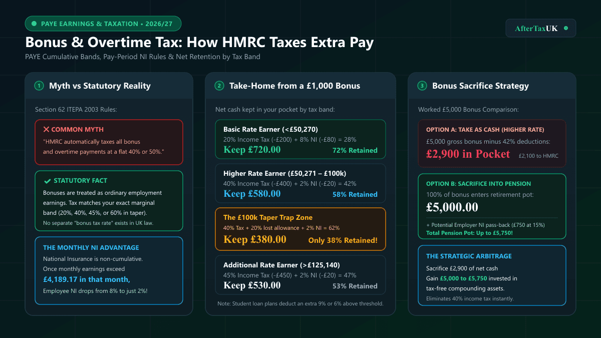 Bonus & Overtime Tax UK 2026/27 | PAYE Take-Home Guide