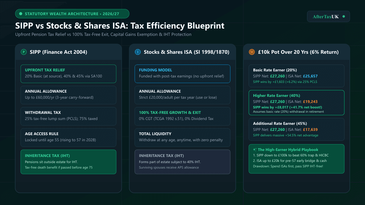 SIPP vs Stocks and Shares ISA Tax Efficiency Blueprint 2026/27
