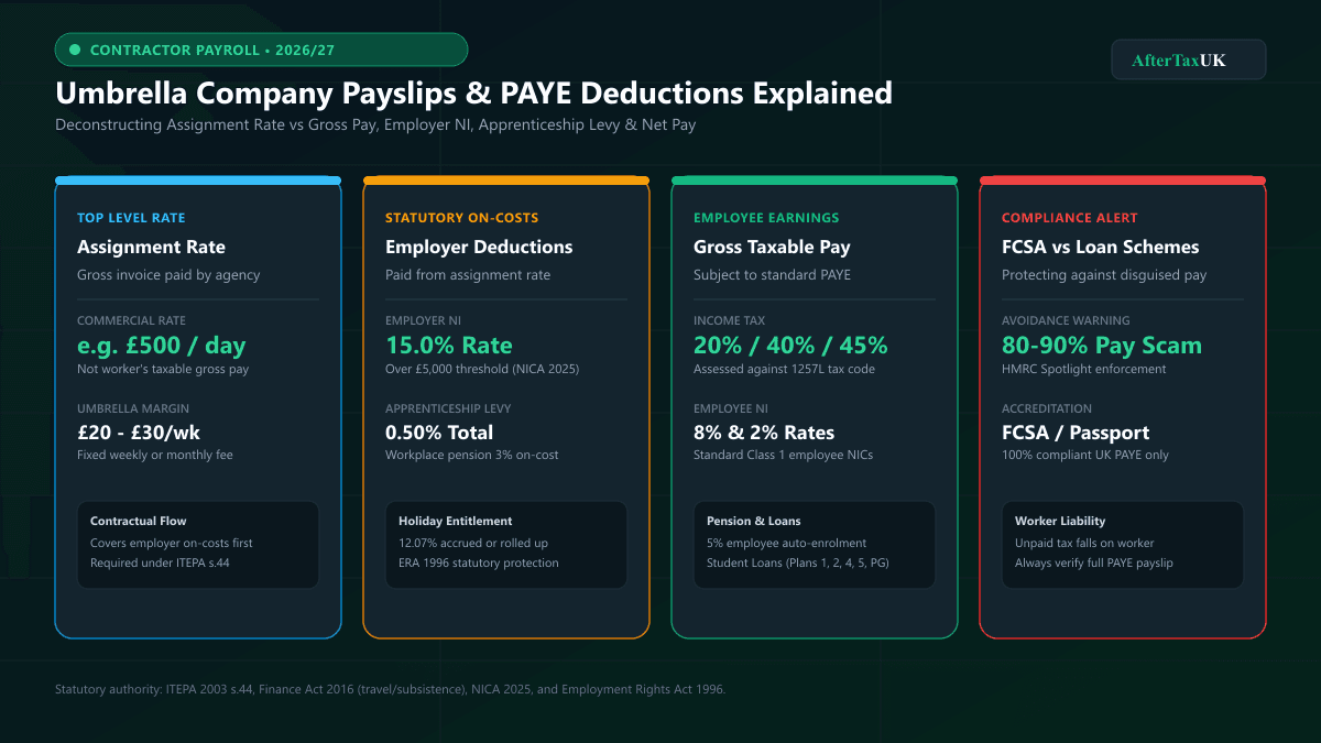 Umbrella Company Payslips & Deductions Waterfall Blueprint 2026/27